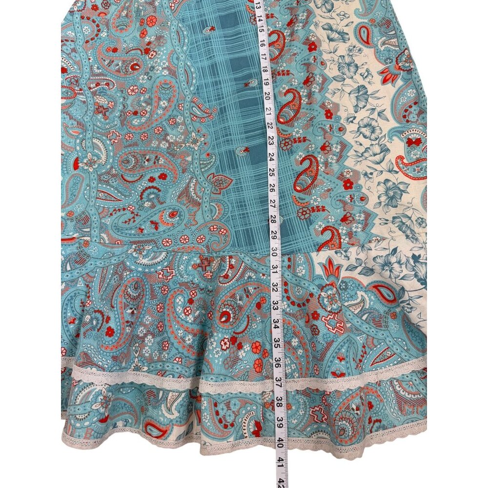 Lucie Linden Boho Maxi Skirt EU 40 / US 8 Blue Festival Floral Paisley Vintage - Picture 5 of 6